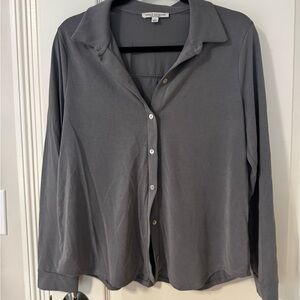 Green Envelope Grey Jersey Button Up with Oyster Buttons size L
